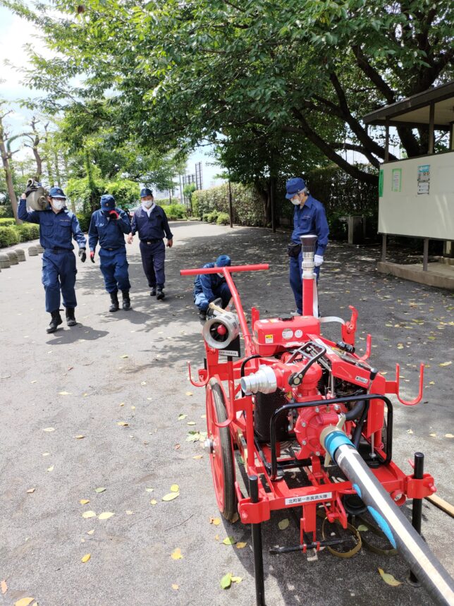 ホース展開での訓練の様子