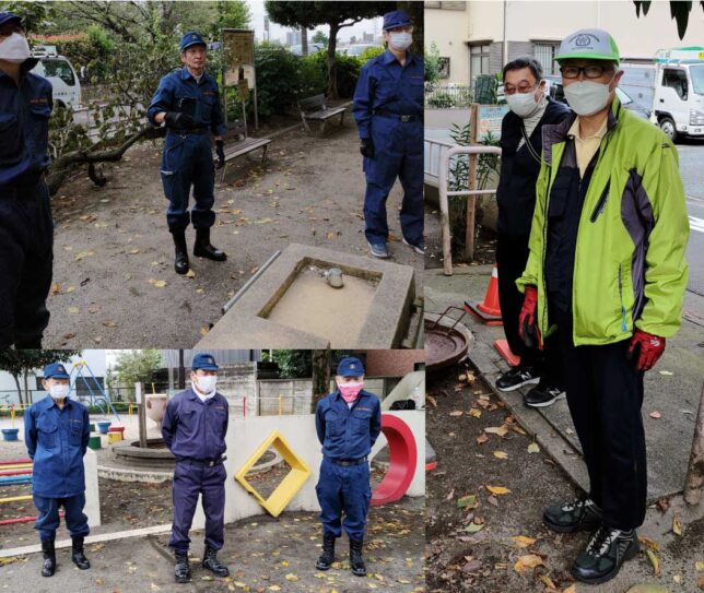町会防災会メンバーと消火隊メンバー